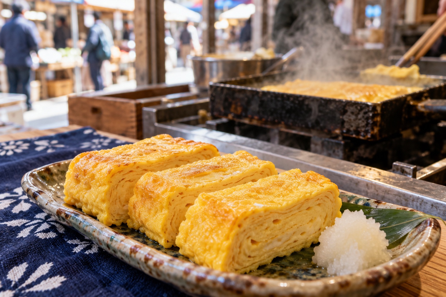 市場の卵焼きの生成イメージ